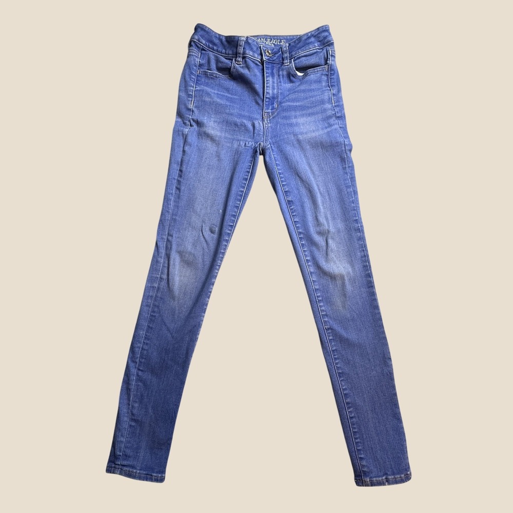 American Eagle Jeggings Womens 2 Mid-Rise Jegging Blue Super Super Stretch